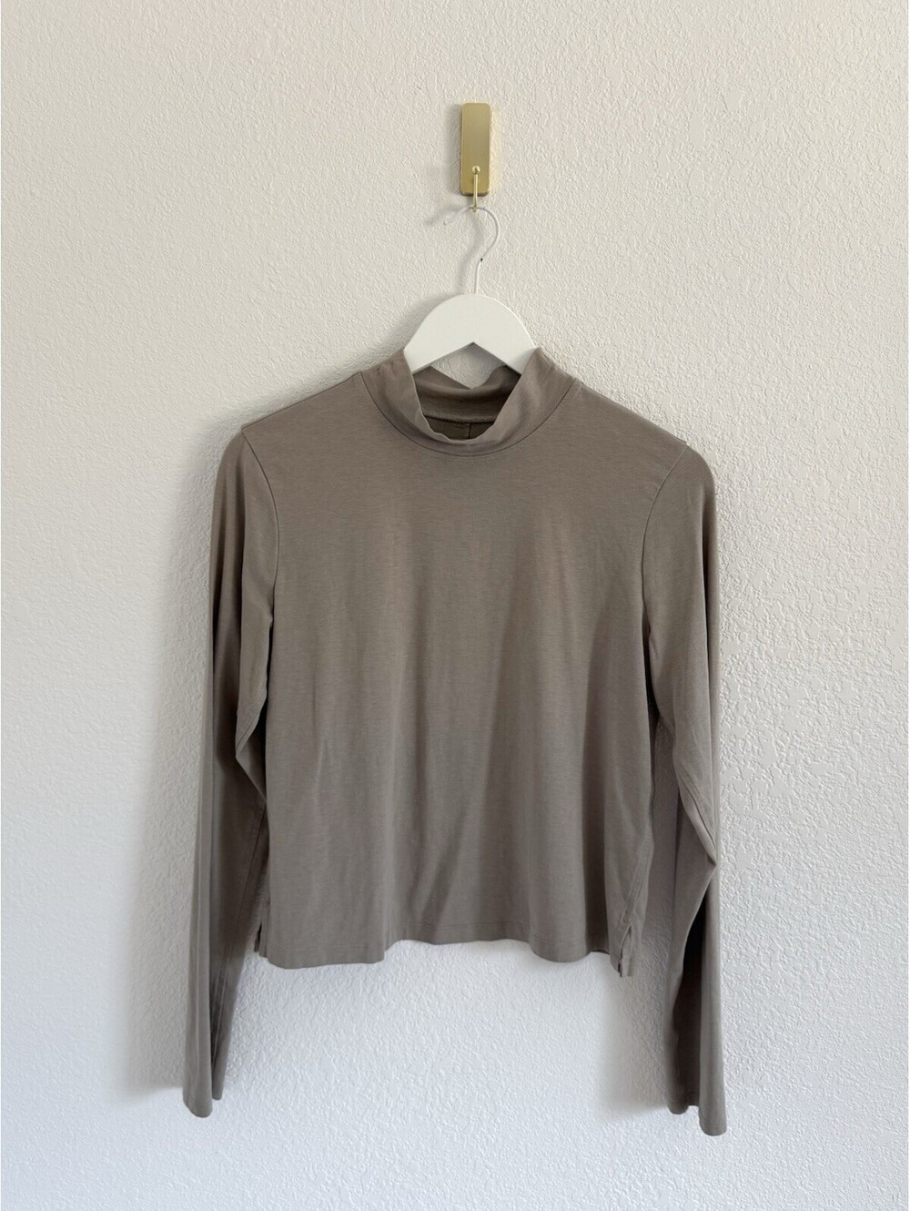 Lululemon Sz 8 Riverstone Classic-Fit Cotton-Blend Mockneck Long-Sleeve Shirt